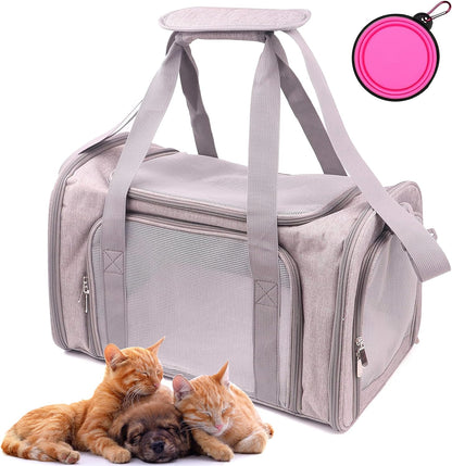 Pet Carrier Bag for Dog Cat,Portable Pet Bag Folding Fabric Pet Travel Carrier Pet Cage for Small Dog,Collapsible Puppy Messenger Pet Bags Airline Approved，Breathable & Durable,Grey Color
